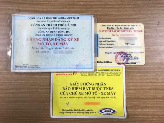 giấy tờ xe máy đầy đủ