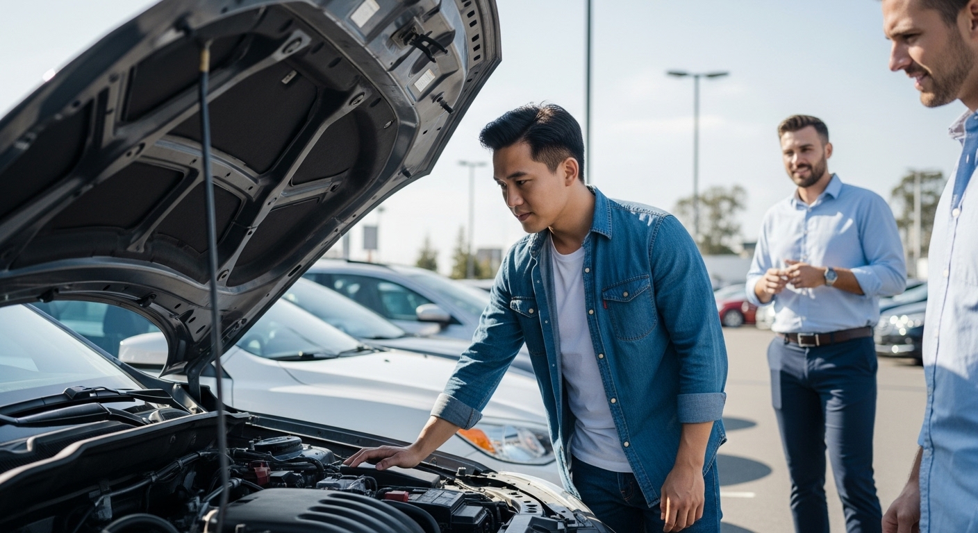 thợ sửa xe kiểm tra động cơ