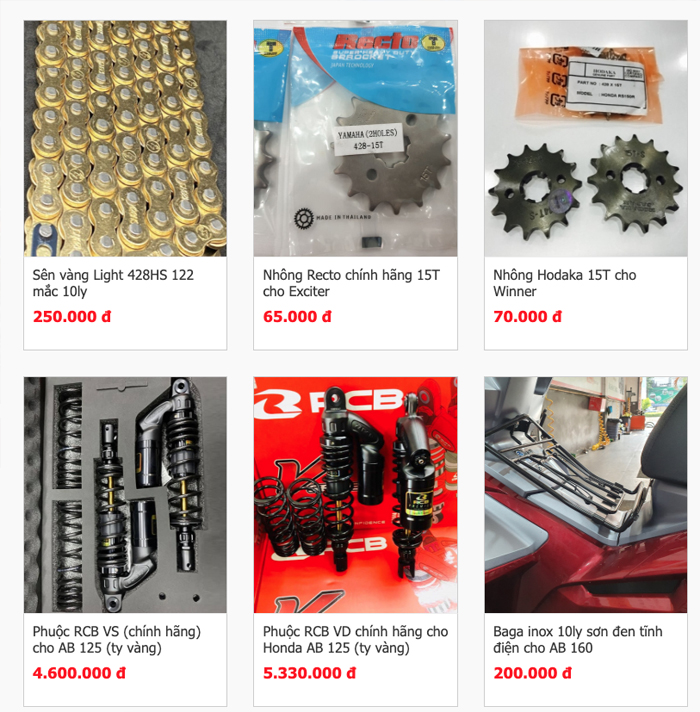 Phụ tùng xe máy online