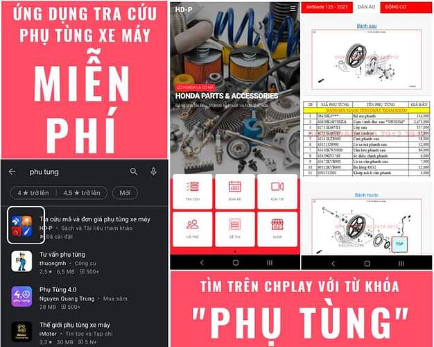 tra cứu phụ tùng xe